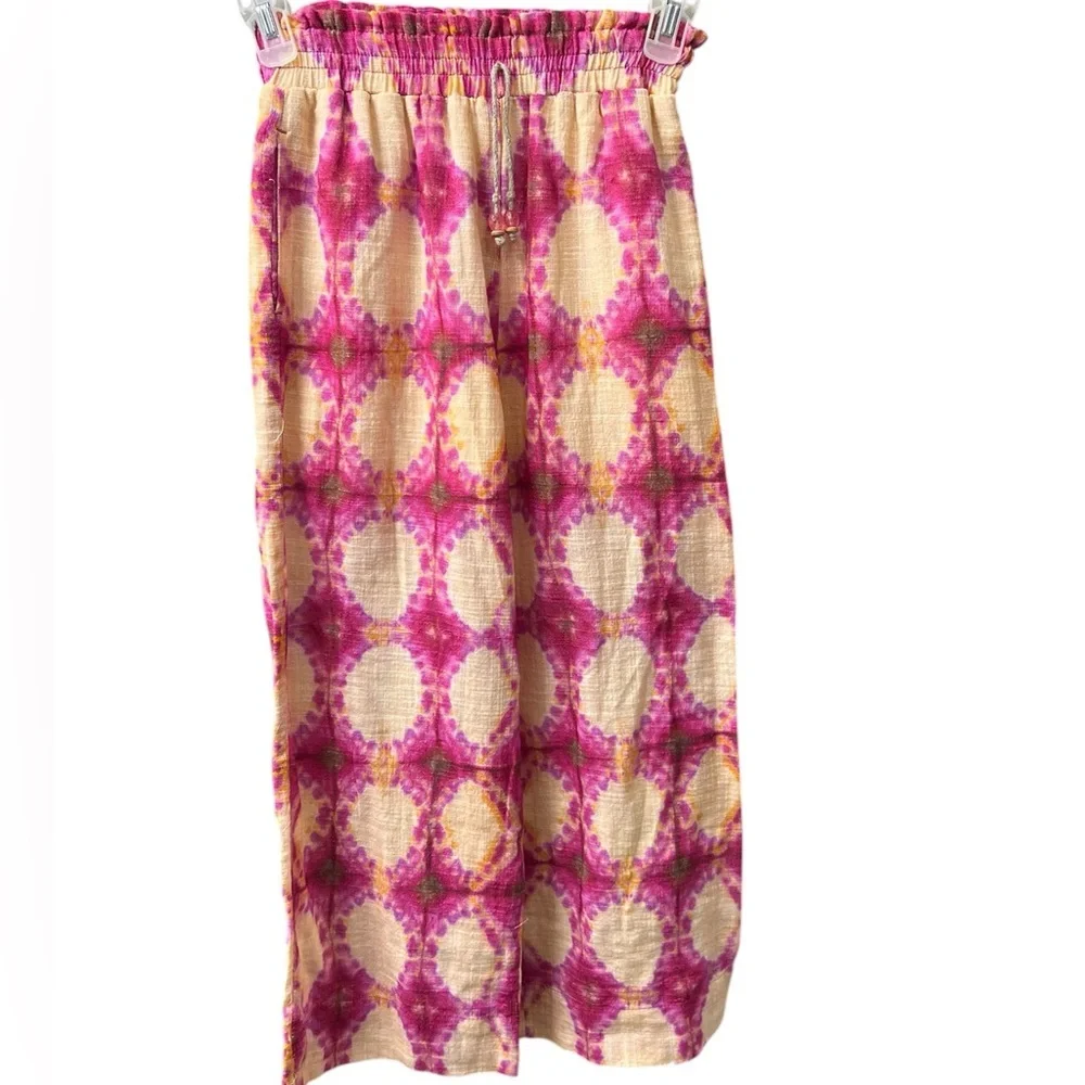 ZARA Kids Wide-Leg Pink Cream Tie-Dye Pants size 9 years